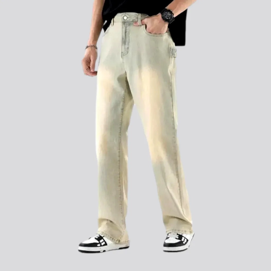 Wrap Skirt Jeans for Versatile -Loose fit monochrome men's jeans