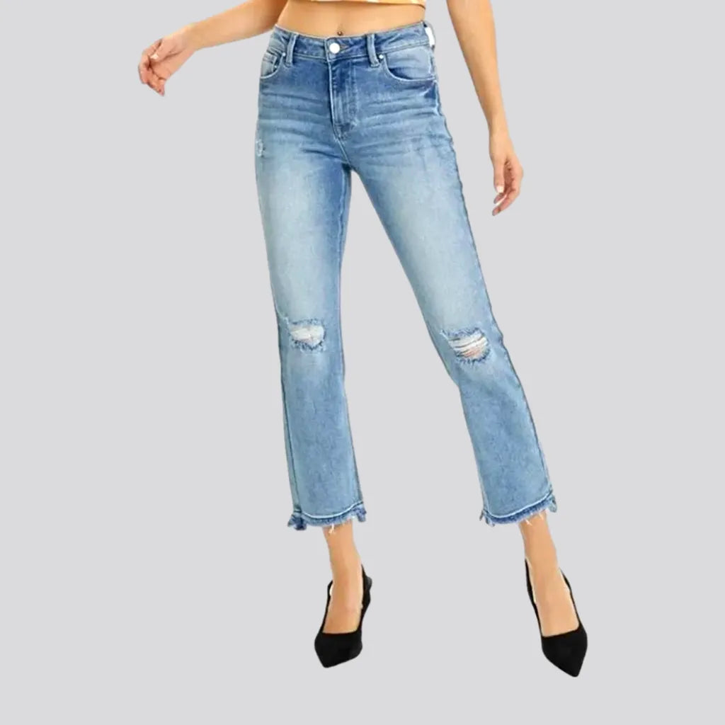 Four Pocket Jeans for Simplicity -Sanded cutoff-bottom jeans
 for women