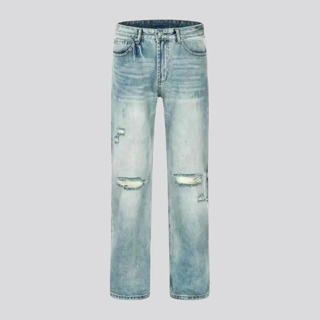 Boyfriend Jeans for Relaxed -Ribbed-knees men's grunge jeans