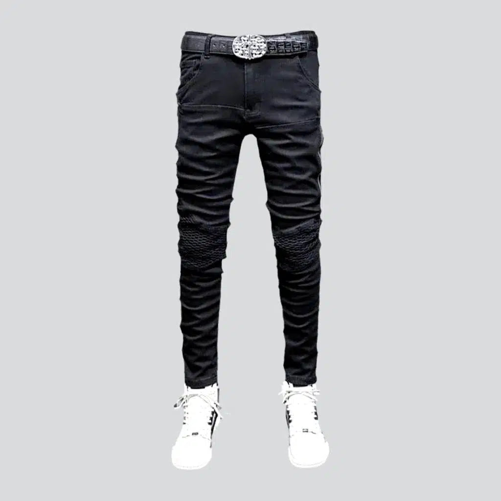 Metal Button Jeans for Classic -Embellished men's skinny jeans