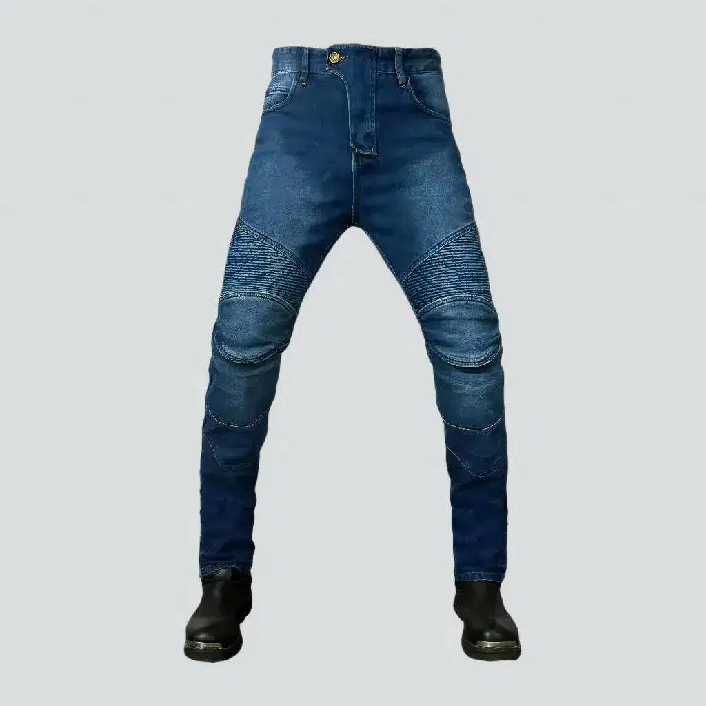 Jean Skirts for Feminine -Mid-waist stonewashed riding jeans
 for men