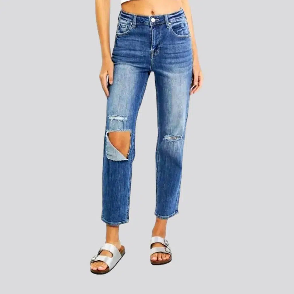 Cropped Jeans for Summer Look -Casual women's whiskered jeans