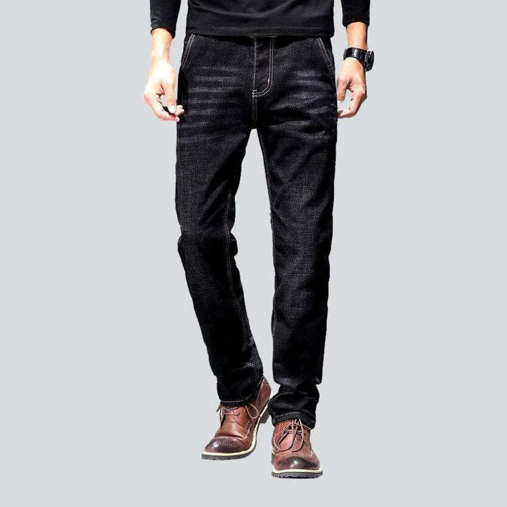 Branded Jeans for Quality -Diagonal pocket black men's jeans