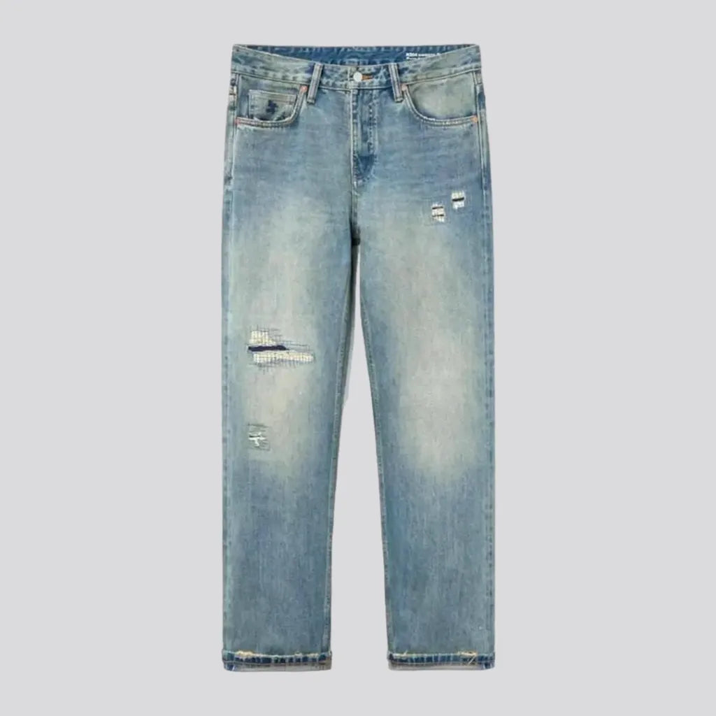 Cargo Jeans for Utility -Straight heavyweight selvedge jeans for men