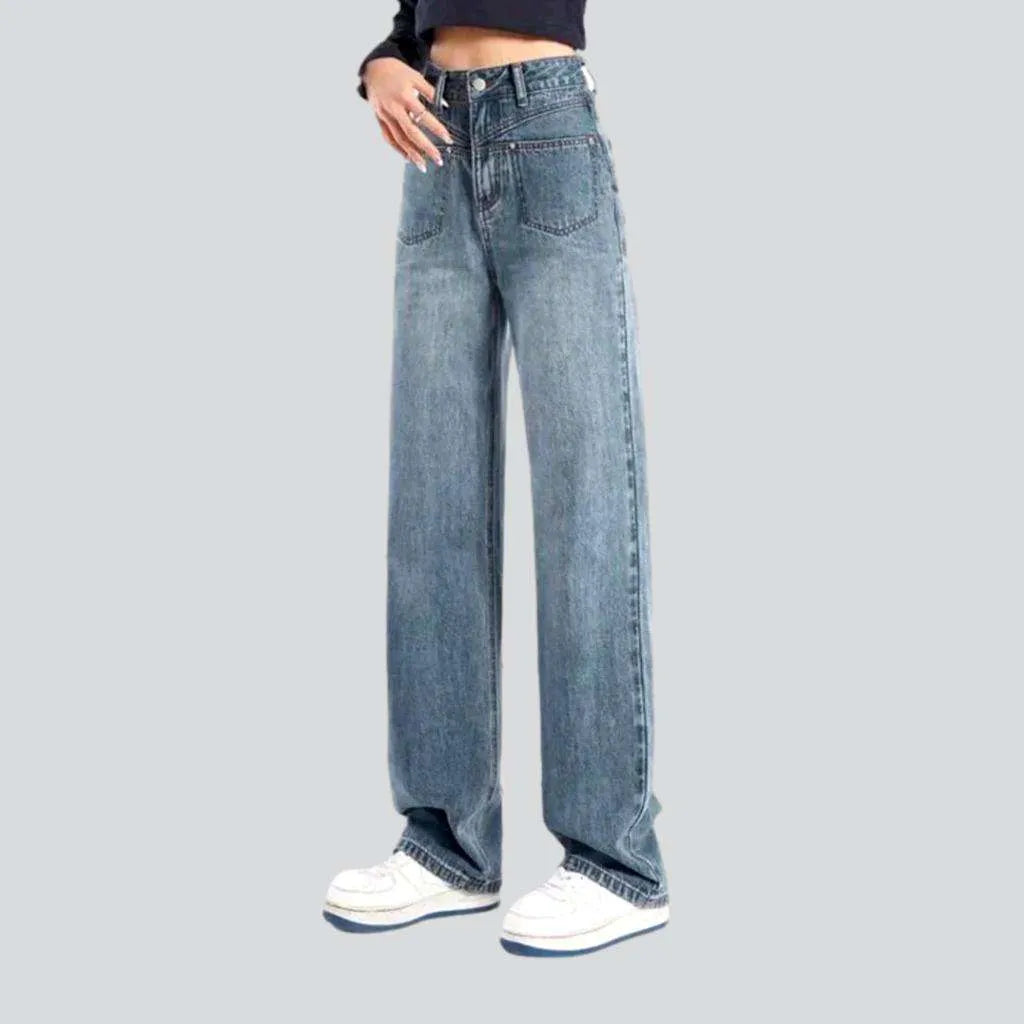 Embroidered Jeans for Detail -Vintage women's straight jeans