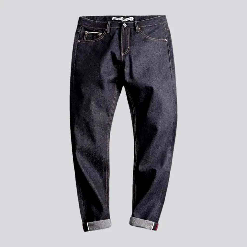 Cropped Jeans for Summer Look -Raw tapered mid rise men's jeans