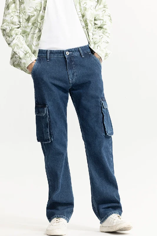 Holiday Jeans for Festive -Stagger Blue Straight Fit Jeans