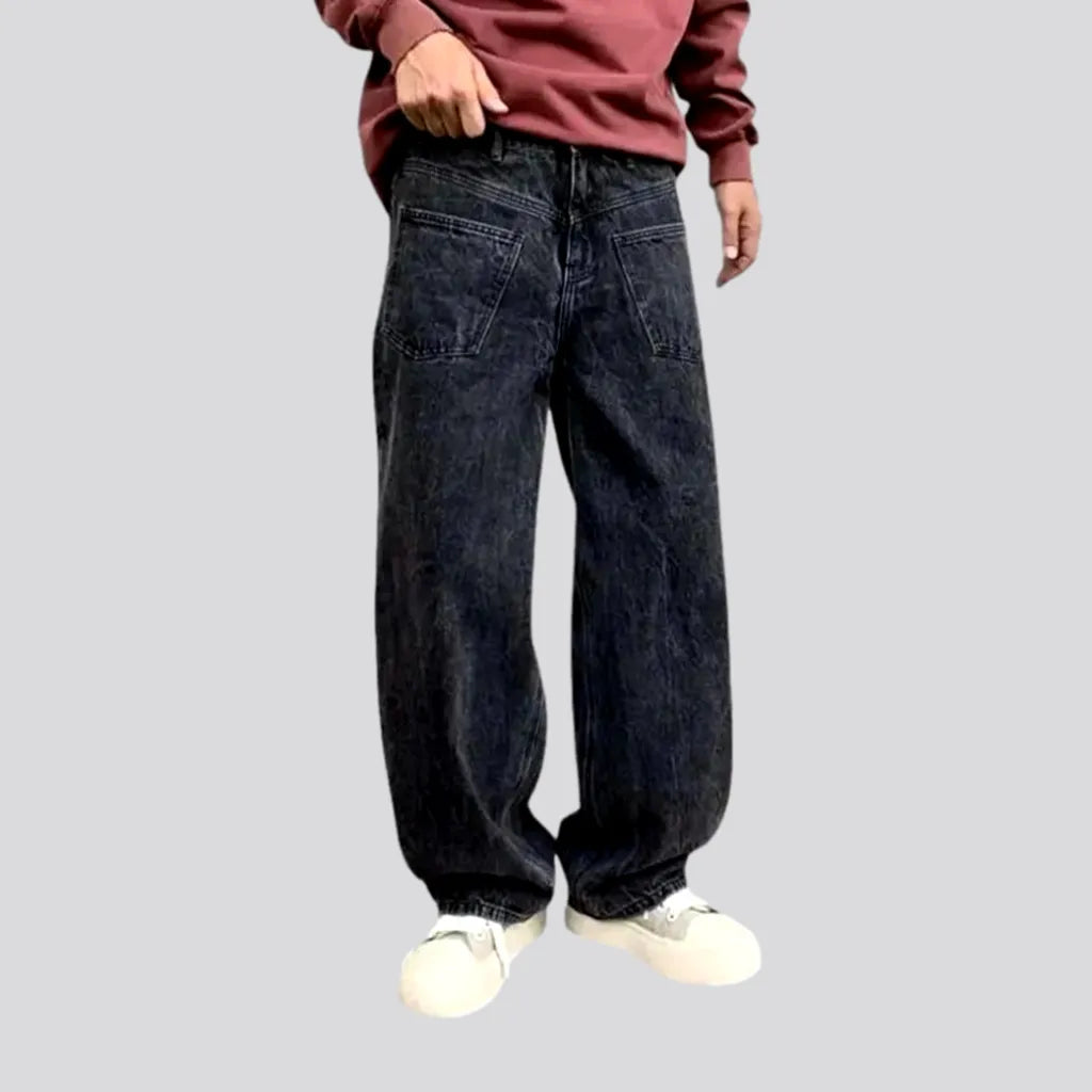 Straight Jeans for Classic Style -Vintage acid pattern street style men's jeans