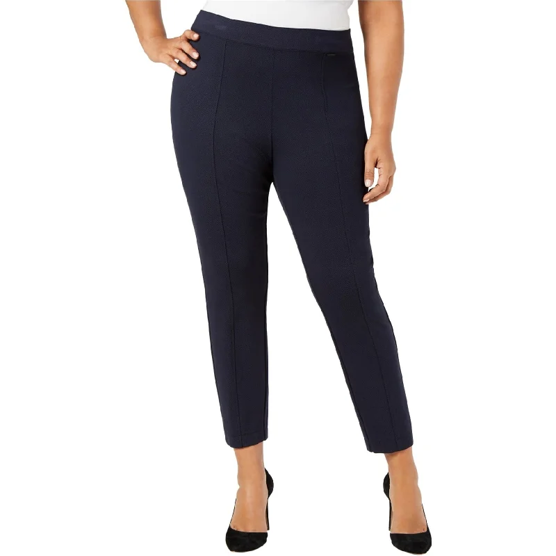 Tight fit trousers for women with ankle-length design and modern appeal -Anne Klein Womens Check Pull On Casual Leggings, Blue, 3X