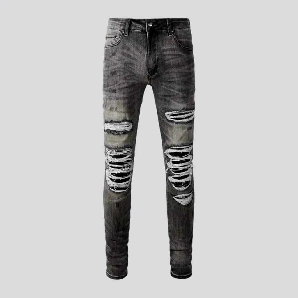 Cargo Jeans for Utility -Distressed skinny biker jeans for men