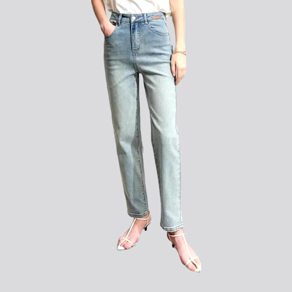 Metal Button Jeans for Classic -High-waist mom jeans
 for women