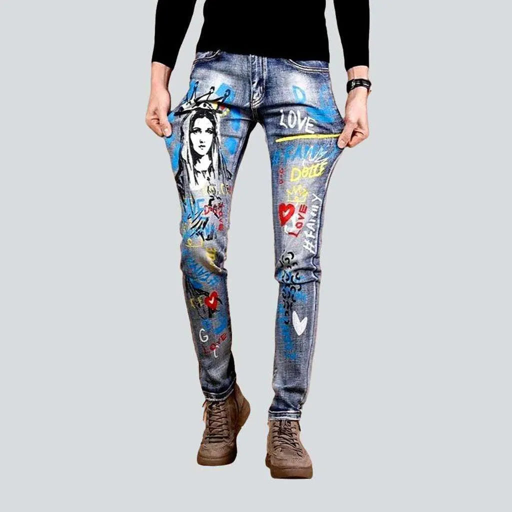 Affordable Jeans for Budget -Color print stretchy men's jeans