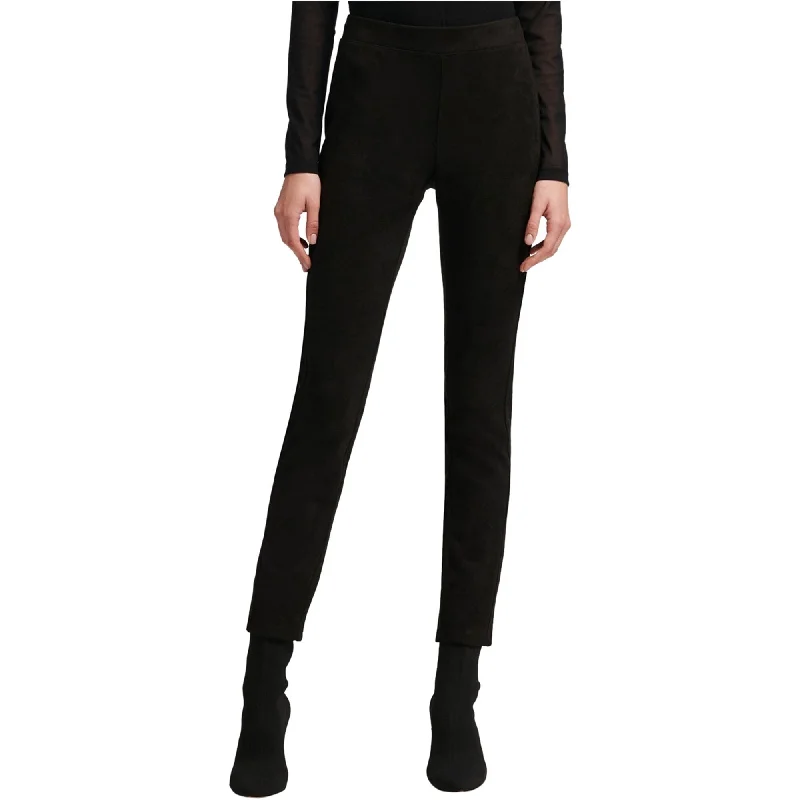 Soft fabric tight trousers for women with breathable material for year-round wear -DKNY Womens Fauz Suede Casual Leggings, Black, Small