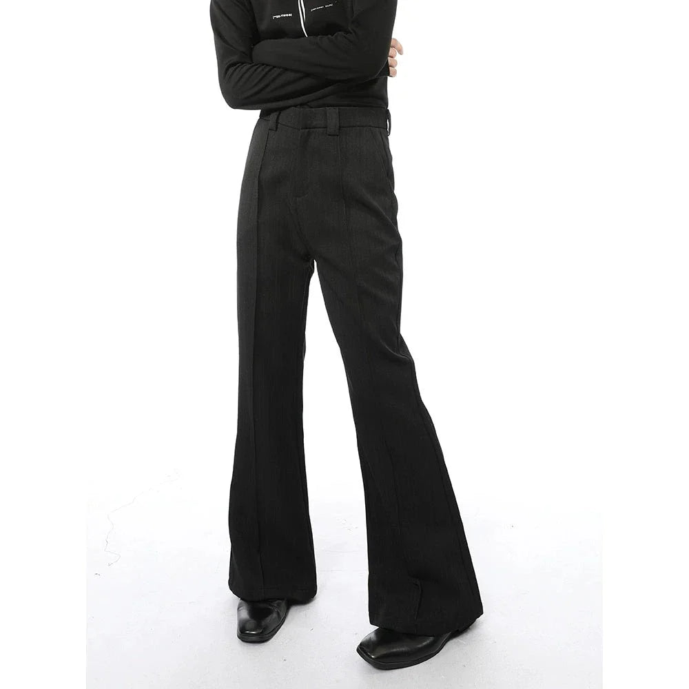 Heavy-duty work pants with tool pocket storage -Noir Flare Tailored Trousers