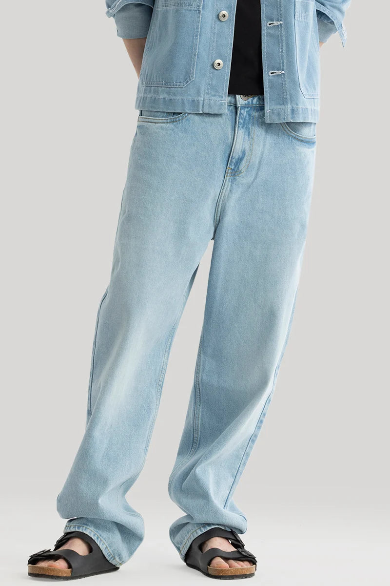 Mother's Day Jeans for Gift -Lars Light Blue Loose Fit Jeans