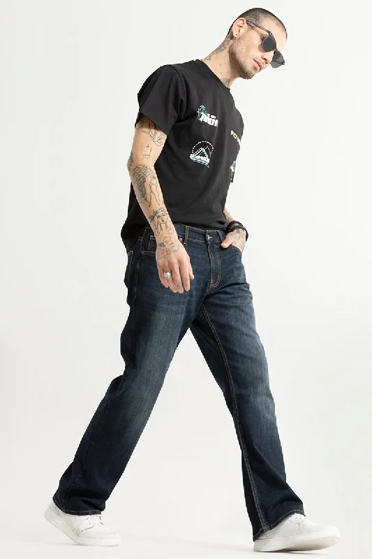 Stonewashed Jeans for Softness -Dimmet Dark Blue Bootcut Jeans