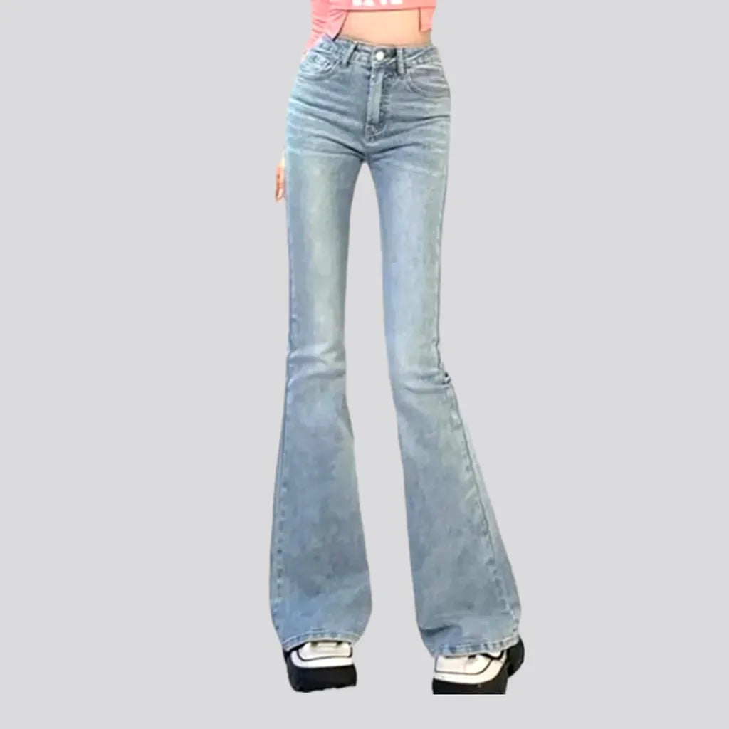 Recycled Jeans for Green -High-waist women's stonewashed jeans