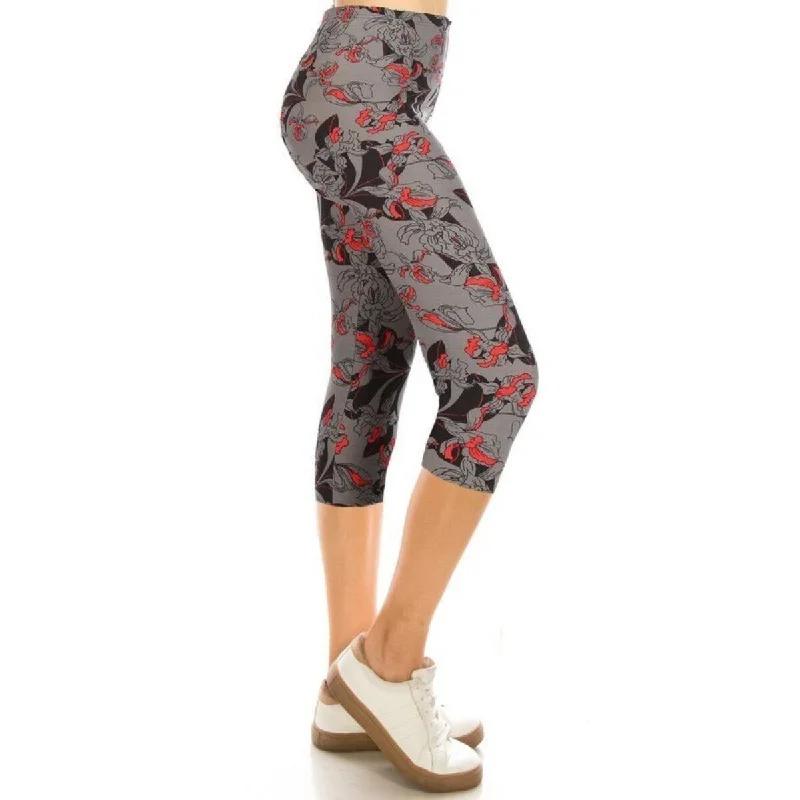 Wool blend tight trousers for women with soft, breathable fabric for year-round wear -Print Capri Leggings