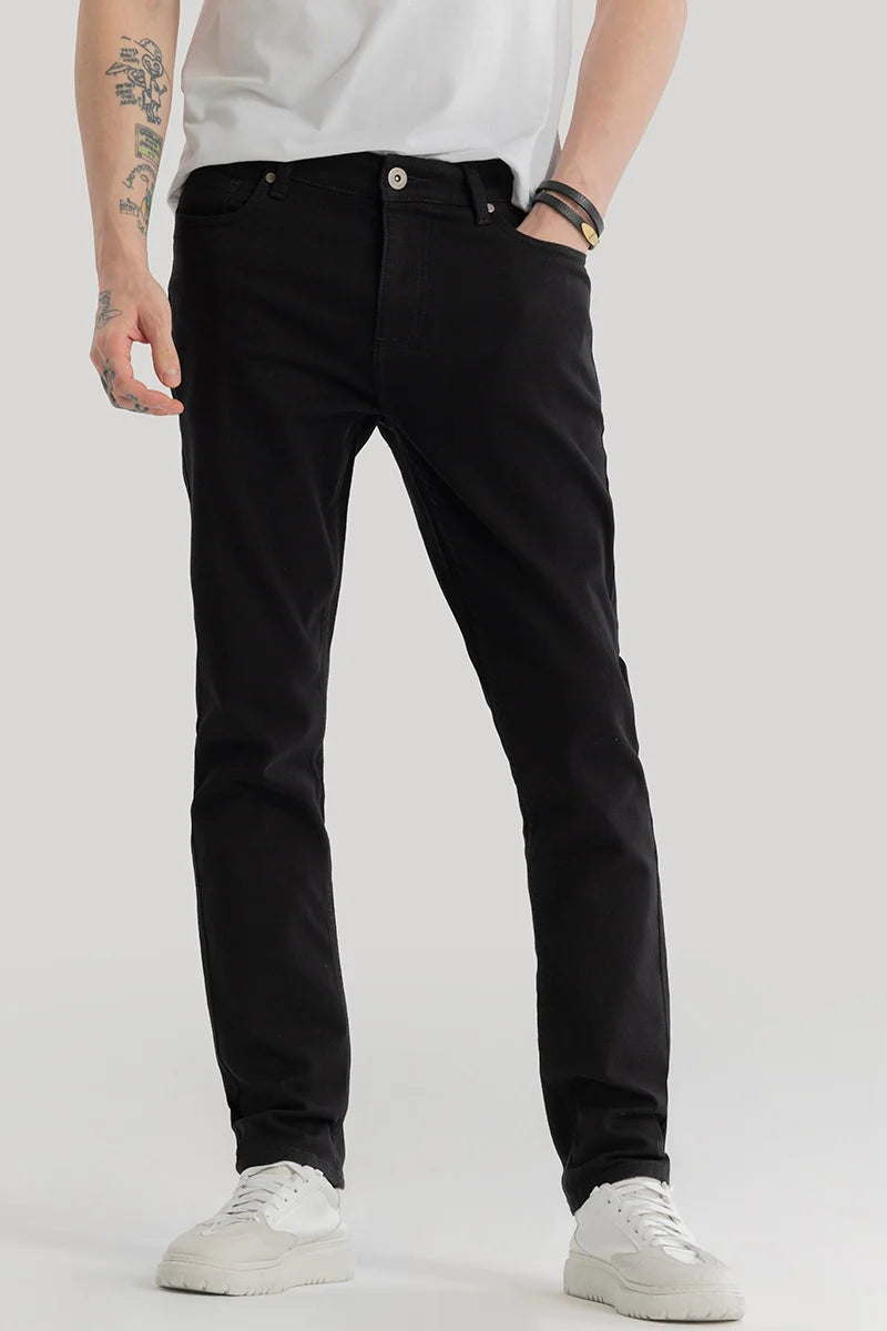 Affordable Jeans for Budget -Henrik Black Plain Slim Fit Jeans