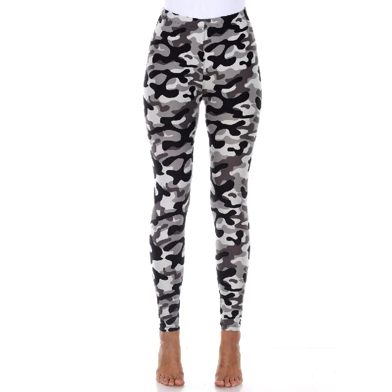 Stretch-fit tight trousers for men with flexibility and modern design for easy wear -White Mark Women's Super Soft Camo Printed Leggings