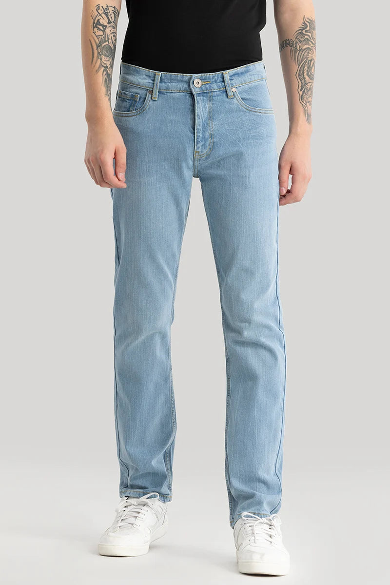 Overalls Jeans for Workwear -Olivier Light Blue Plain Straight  Fit Jeans