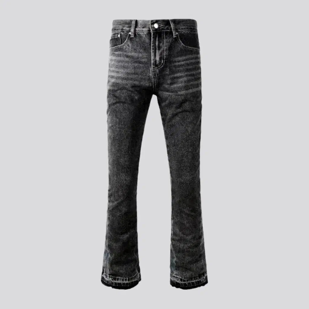 Low Waisted Jeans for Casual -Grey men's mid-waist jeans