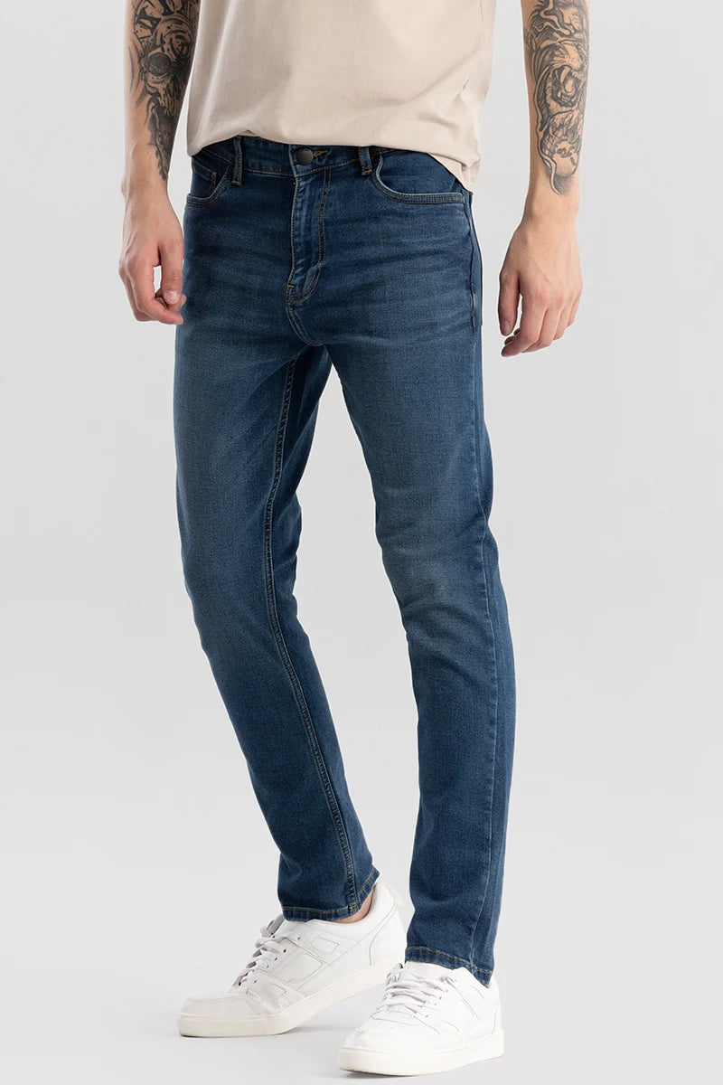 Mother's Day Jeans for Gift -Denity Dark Blue Slim Fit Jeans