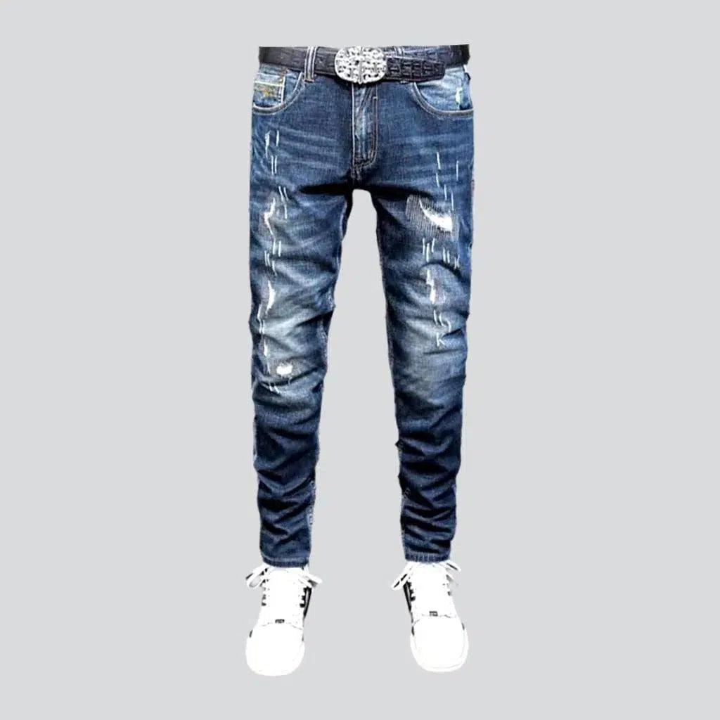 Blue Jeans for Everyday Wear -Grunge dark men's wash jeans