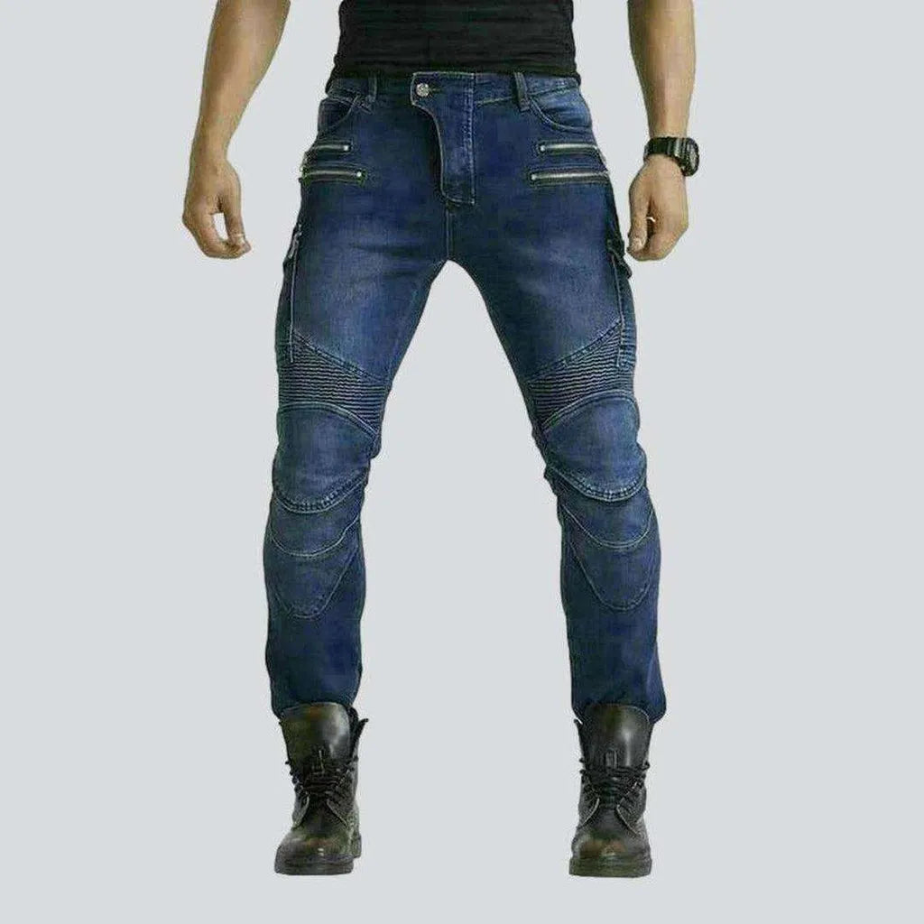 Office Jeans for Professional -Dark blue men's biker jeans