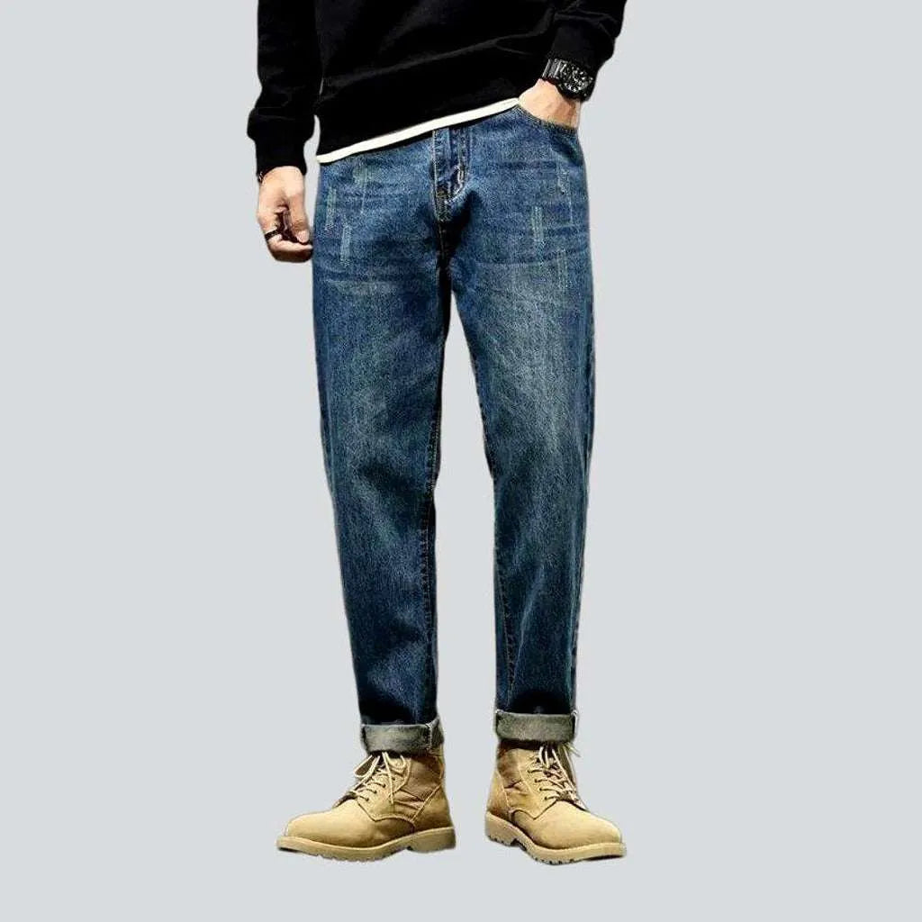 Dark Wash Jeans for Elegance -Medium wash blue men's jeans