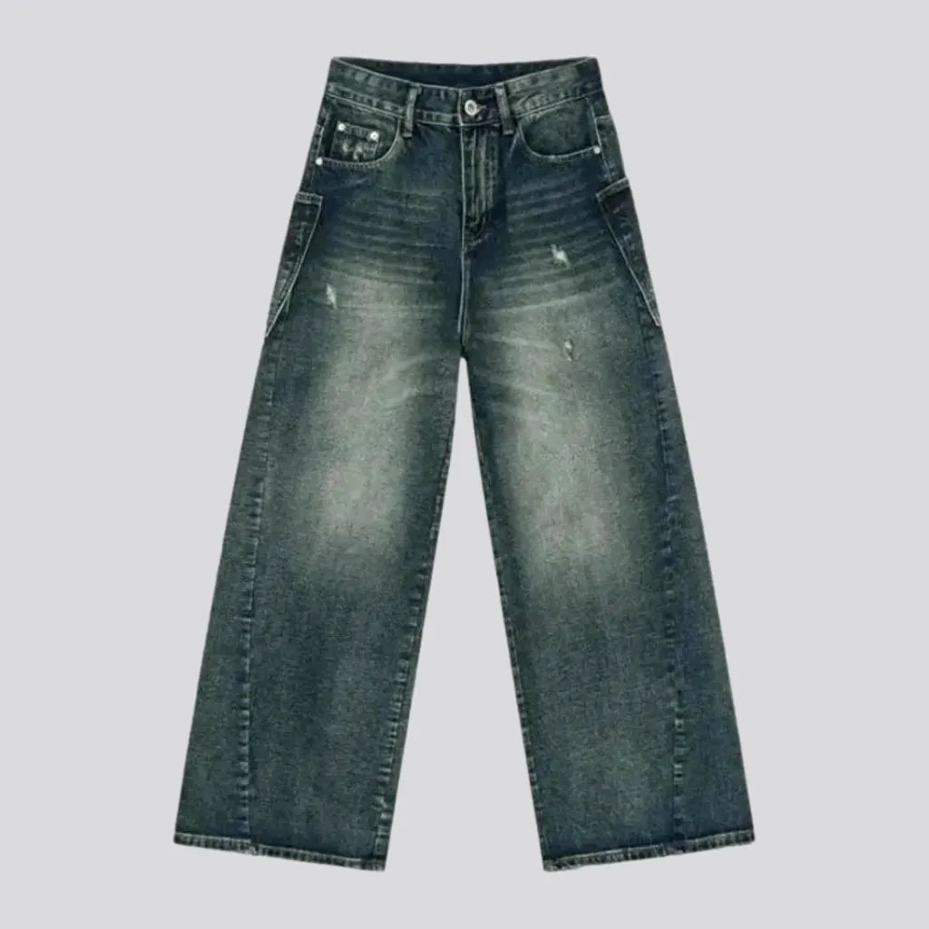 Birthday Jeans for Celebration -Whiskered sanded vintage men's jeans