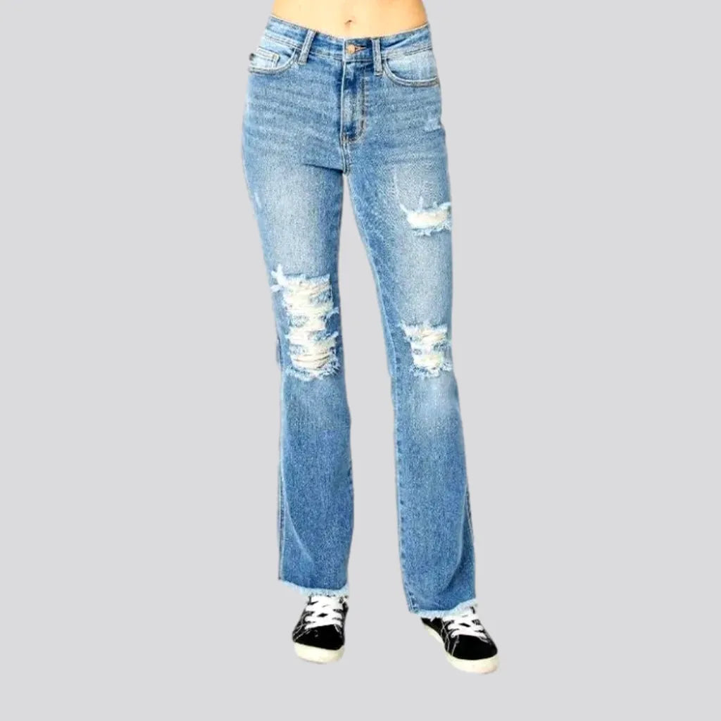 Father's Day Jeans for Present -Whiskered women's distressed jeans