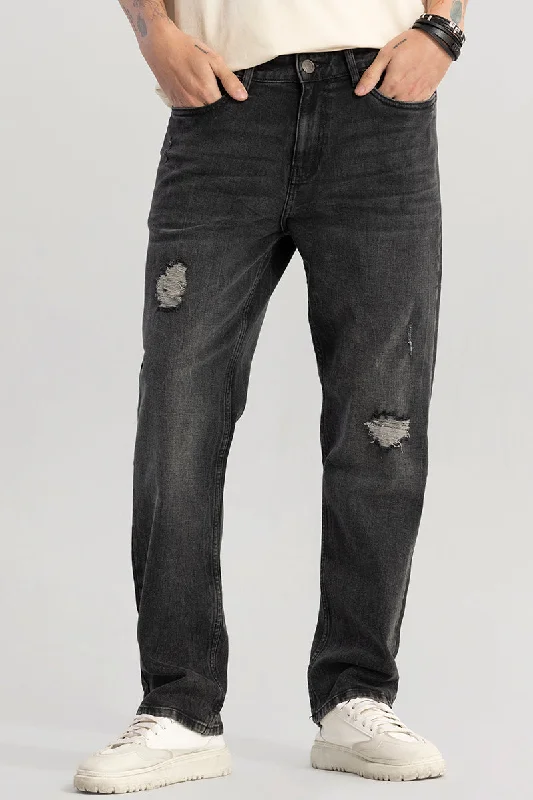 Stonewashed Jeans for Softness -Swankie Charcoal Black Comfort Fit Jeans