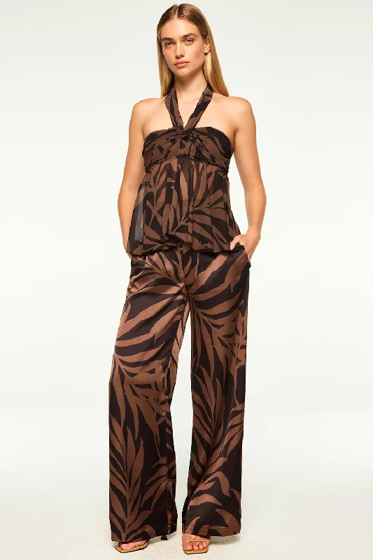 Chocolate Palm Frond Satin