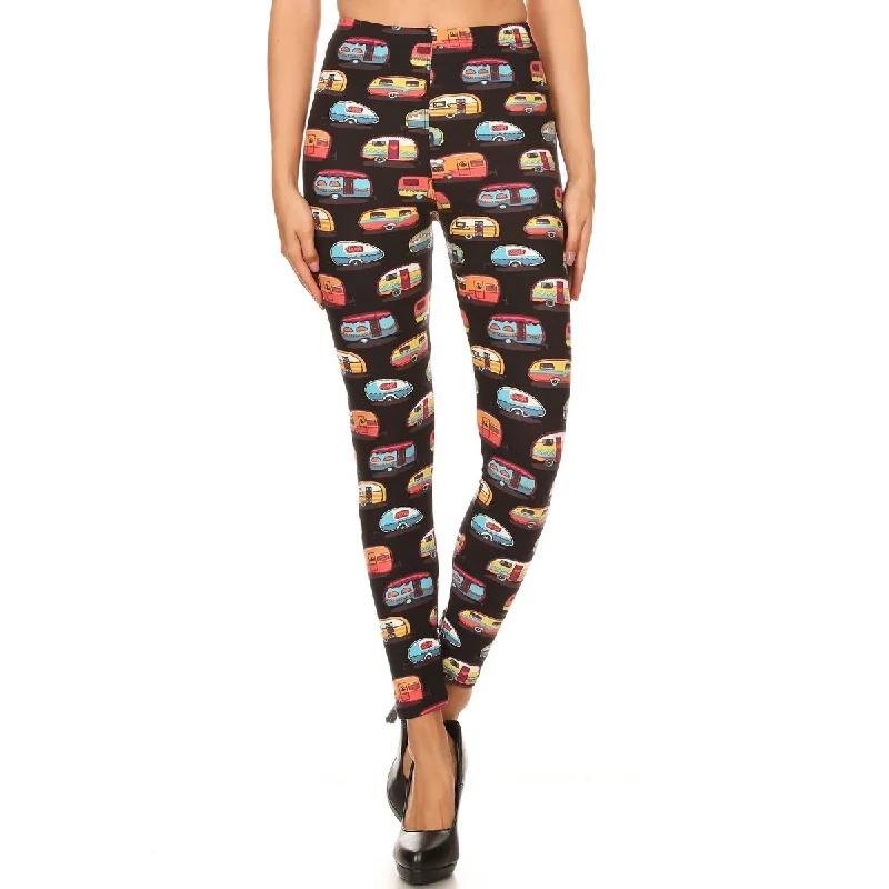 Fashion-forward tight trousers for women with metallic sheen and edgy design -Multicolored Campers Printed High Waisted Leggings