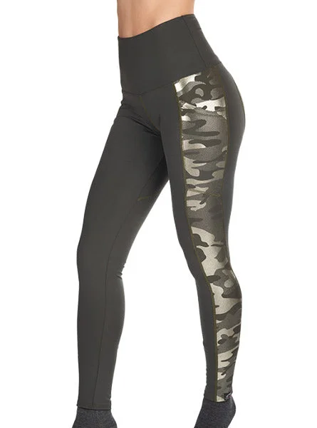 Fashion-forward tight trousers for women with metallic sheen and edgy design -Artemis Camo Leggings