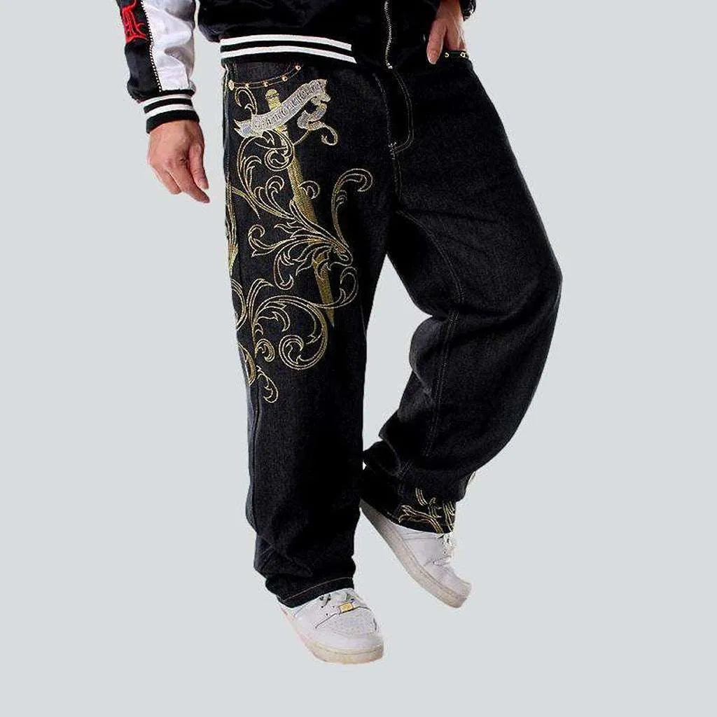 Straight Jeans for Classic Style -Hip-hop embroidered jeans for men