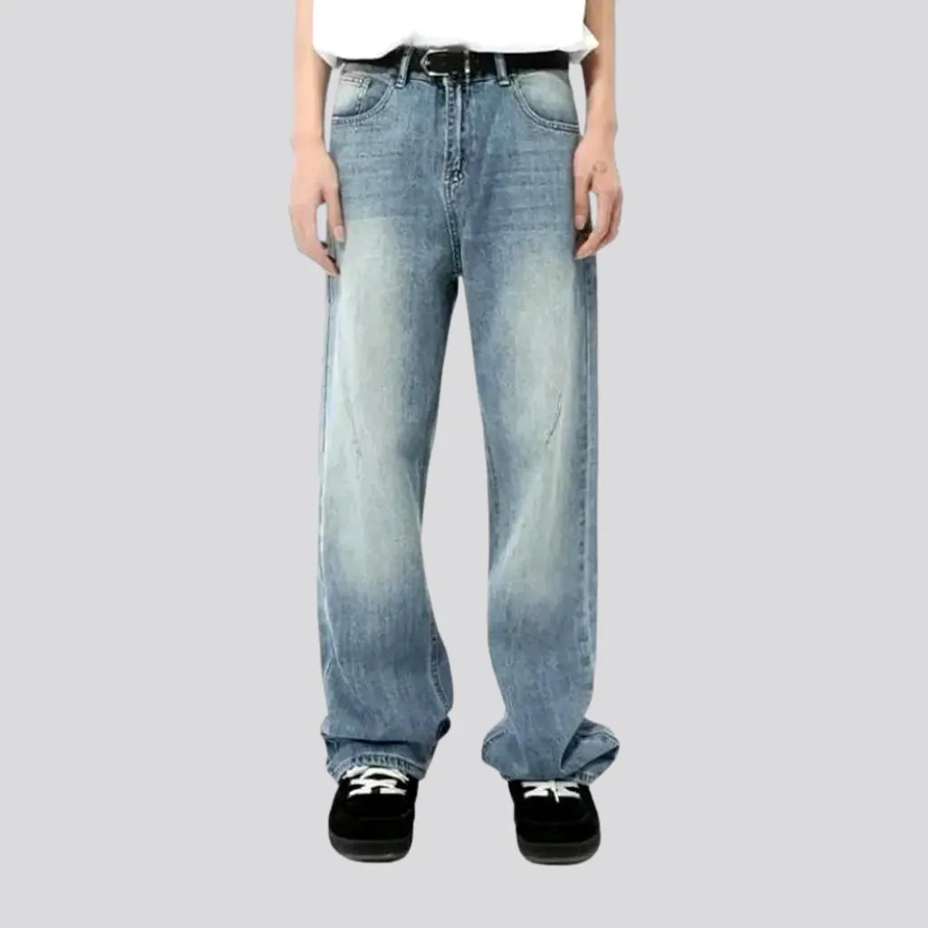 Gym Jeans for Workout -Baggy mid-rise men's jeans