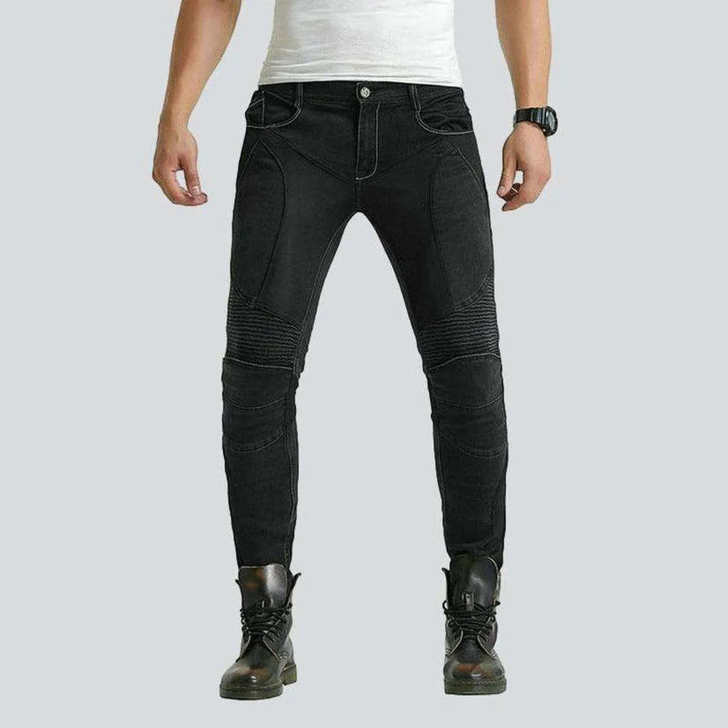 Four Pocket Jeans for Simplicity -Breathable mesh men's biker jeans