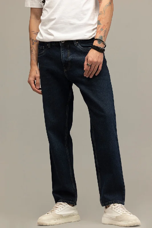 Recycled Jeans for Green -Refined Deep Blue Relaxed Fit Jeans