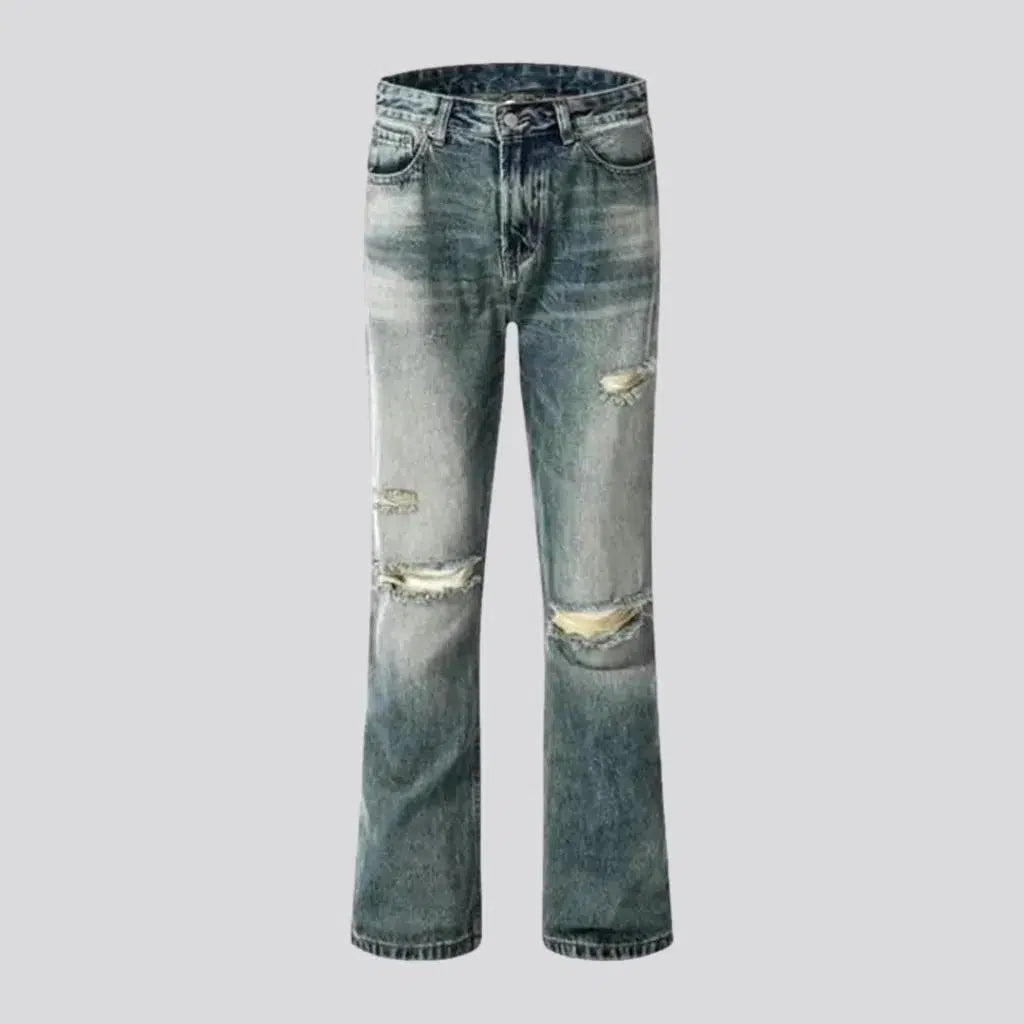 Embellished Back Pocket Jeans for Glamour -Distressed bootcut jeans
 for men