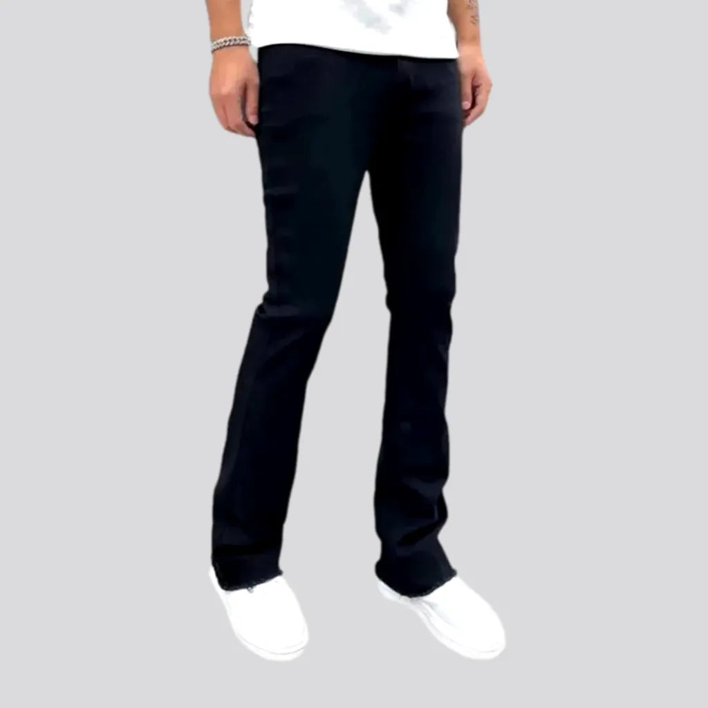 Back Pocket Jeans for Design -Mid rise sanded men's jeans