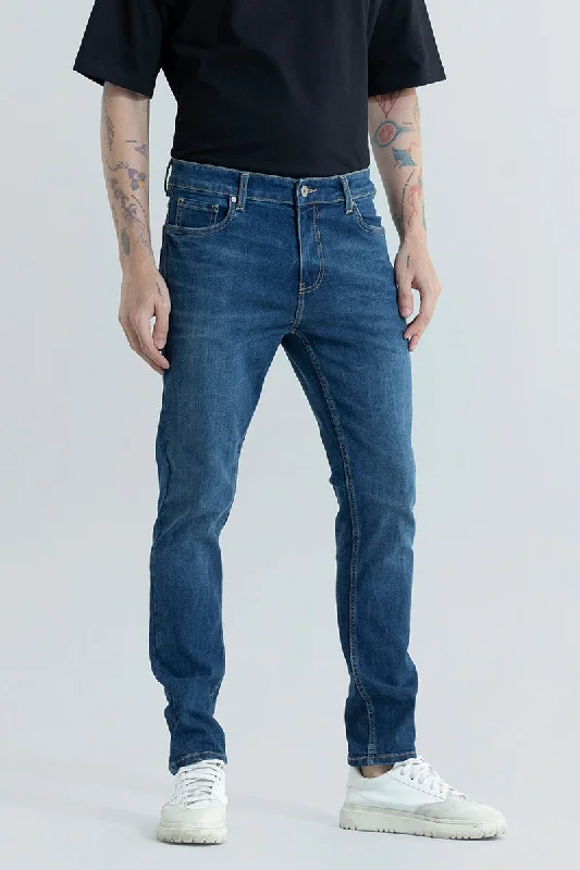 High Waisted Jeans for Shape -Trex Space Blue Slim Fit Jeans