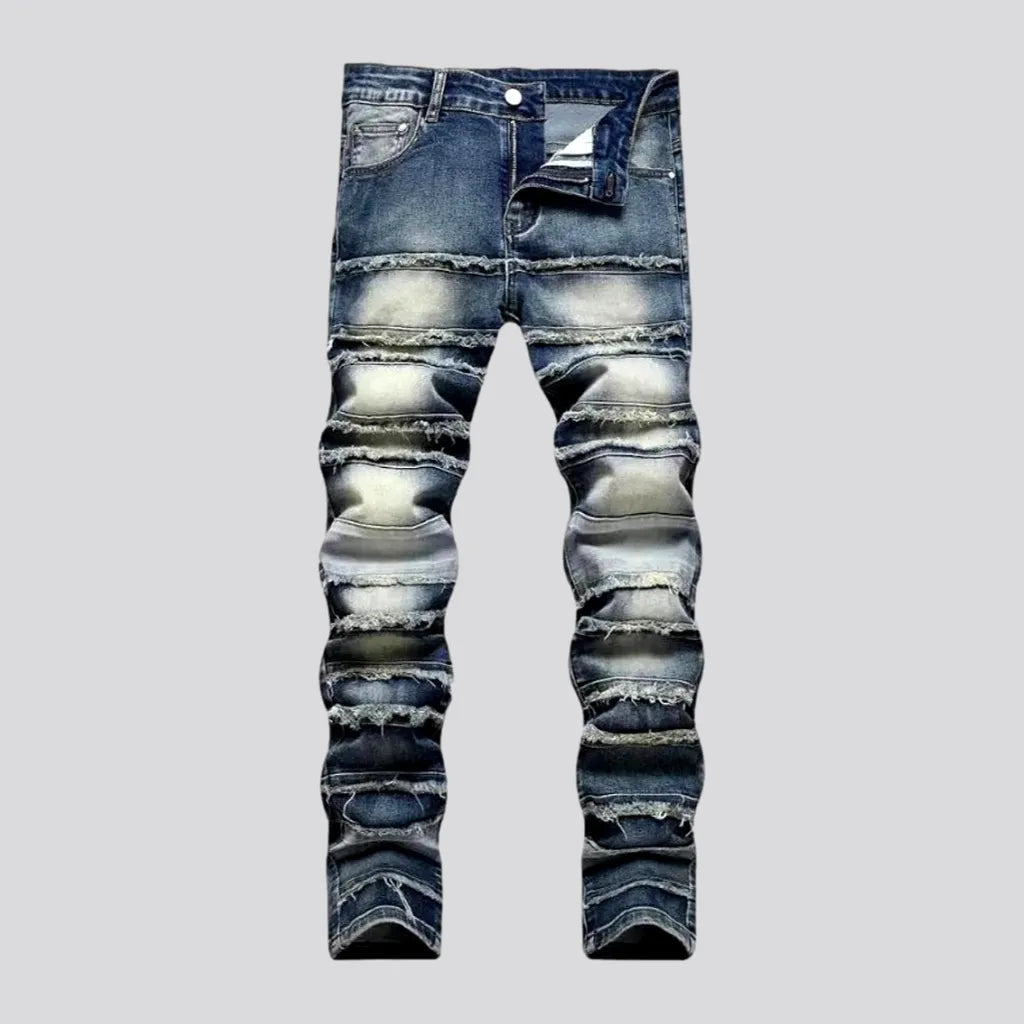 Party Jeans for Night Out -Street mid-waist jeans
 for men