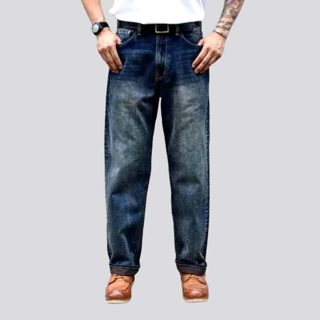 Faded Jeans for Laid-back -Selvedge high-waist jeans
 for men