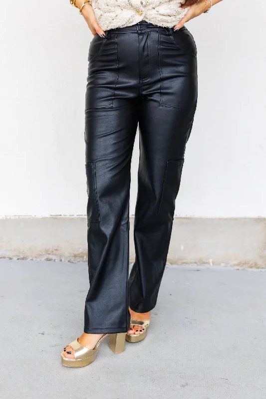 Relaxed fit pants for laid-back comfort wear -HARPER LEATHER PANTS