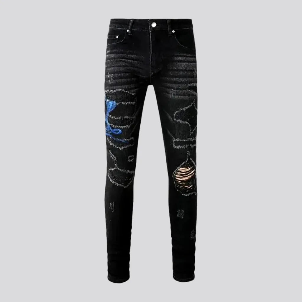 Dark Wash Jeans for Elegance -Fashionable mid-rise men's jeans