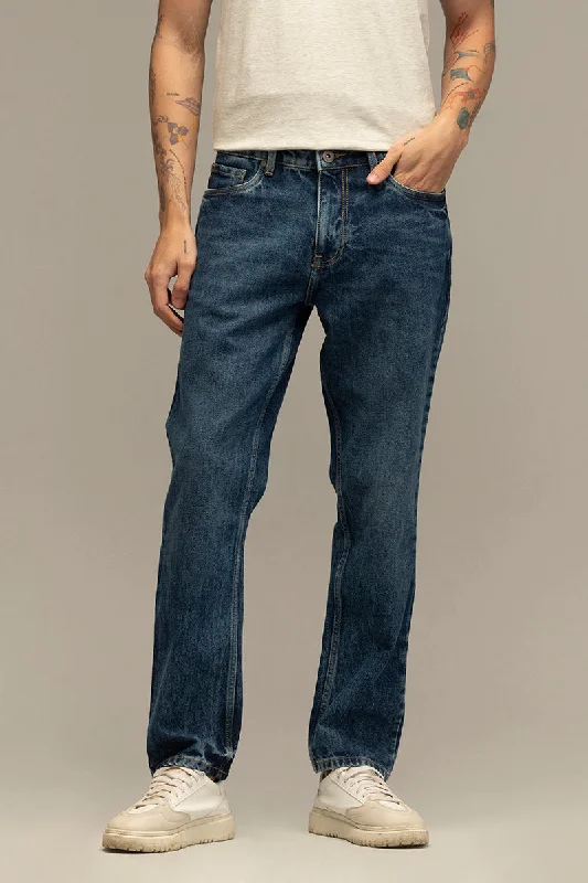 Raw Denim Jeans for Authentic -Refined Dark Blue Relaxed Fit Jeans