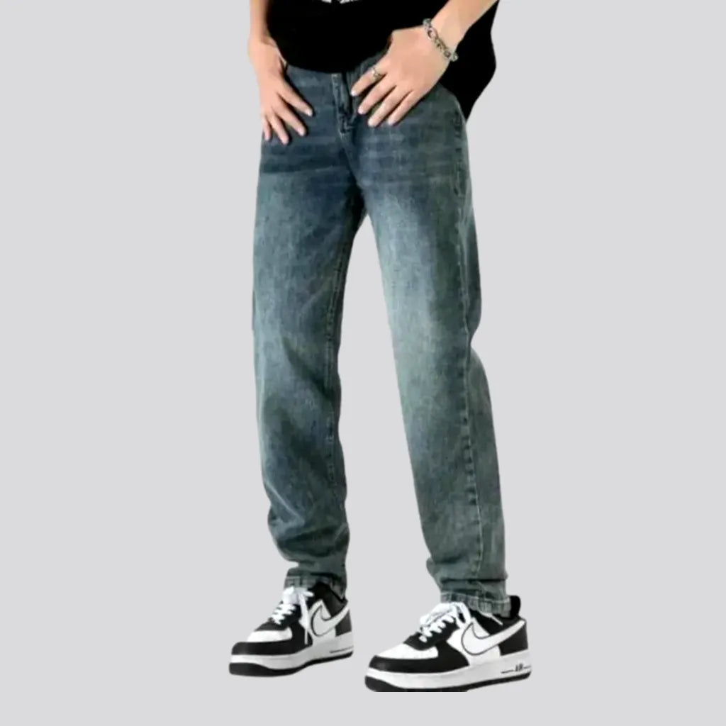 Recycled Jeans for Green -Vintage fashion loose men's jeans