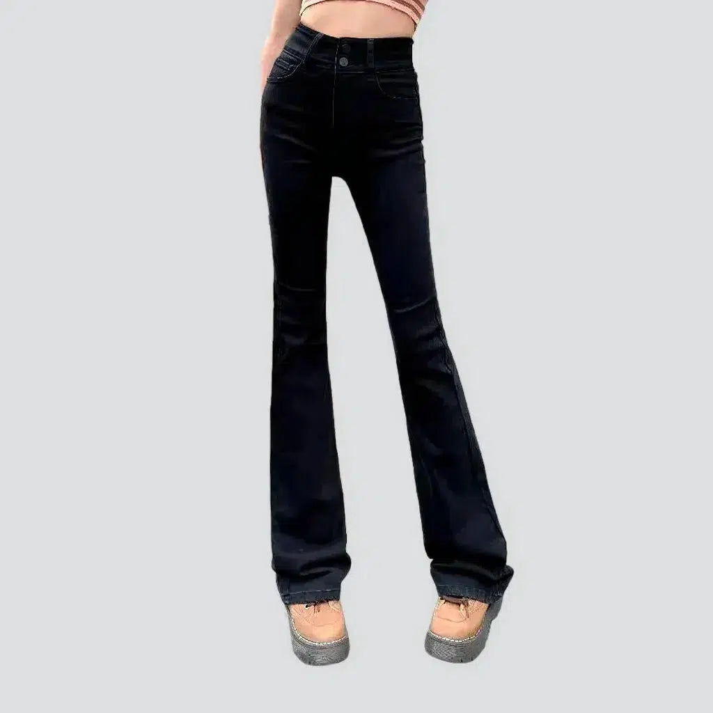 Raw Hem Jeans for Trendy -Street women's stonewashed jeans